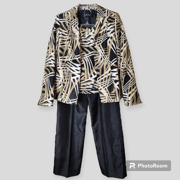 Kasper 3 Piece Martha's Vineyard Champagne Pants Suit - Picture 1 of 13